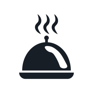 Tepsi ile kapak simge vektör web ve mobil uygulaması tasarımı, Tepsi Kapak logo konsepti ile izole üzerinde beyaz arka plan