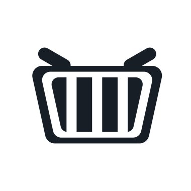 Alışveriş sepeti simge vektör web ve mobil uygulaması tasarım, alışveriş sepeti logo kavramı için izole üzerinde beyaz arka plan