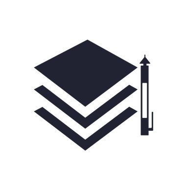 Katmanlar simge vektör web ve mobil uygulaması tasarımı, Katmanlar logo kavramı için izole üzerinde beyaz arka plan