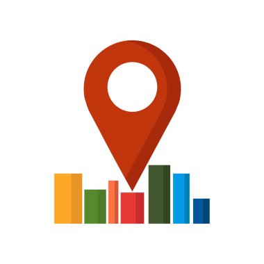 Harita simgesi üzerinde izole beyaz arka plan web ve mobil uygulaması tasarımı, harita logo kavramı için vektör