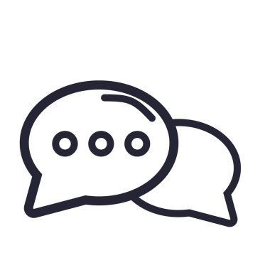 Konuşma balonu simgesinin üzerinde izole beyaz arka plan web ve mobil uygulaması tasarımı, konuşma balonu logosu kavramı için vektör