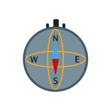 Web ve mobil uygulaması tasarımı, pusula logo kavramı için beyaz arka plan üzerinde izole pusula simgesini vektör