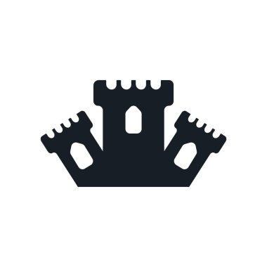 Web ve mobil uygulaması tasarımı, kale logo kavramı için beyaz arka plan üzerinde izole Castle simge vektör