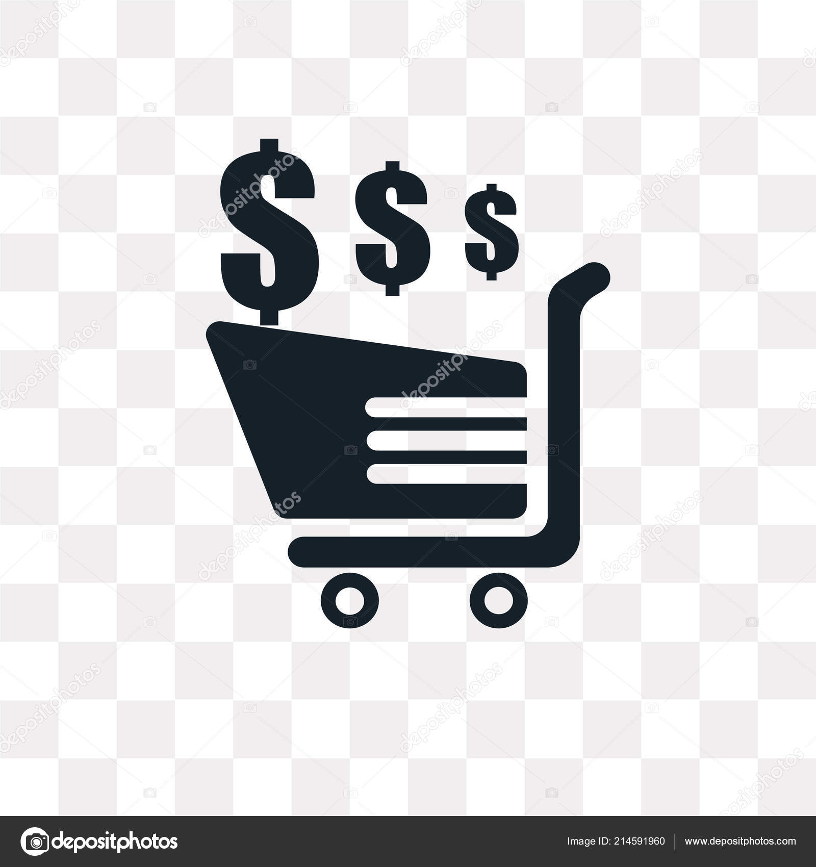 Ícone do vetor do carrinho de compras isolado no fundo transparente