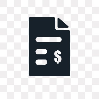 Saydam arka plan üzerinde fatura logo tasarımı izole fatura vektör simgesi