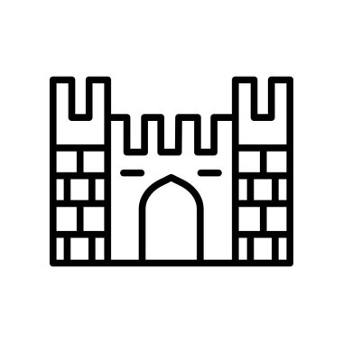 Beyaz arka plan üzerinde kale şeffaf işareti izole Castle simge vektör