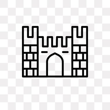 Saydam arka plan üzerinde kale logo kavramı izole Castle vektör simgesi