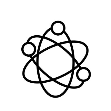 Atomik yapısı simge vektör izole üzerinde beyaz arka plan, atomun yapısı şeffaf işareti, doğrusal sembolü ve kontur tasarım öğeleri anahat tarzı