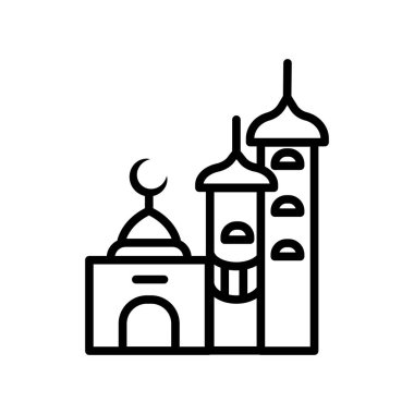 Beyaz arka plan üzerinde cami şeffaf işareti izole Camii simge vektör