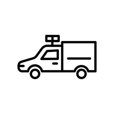 Beyaz arka plan üzerinde güvenlik aracı izole Emanet araba simge vektör 