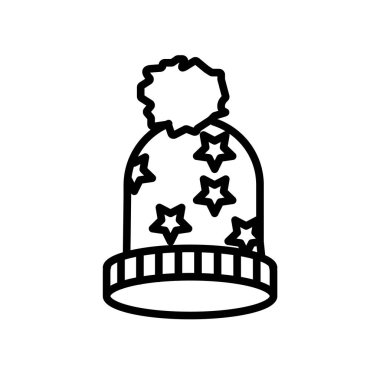 Kış şapka simge vektör izole üzerinde beyaz arka plan, kış şapka şeffaf işareti, doğrusal sembolü ve kontur tasarım öğeleri anahat tarzı