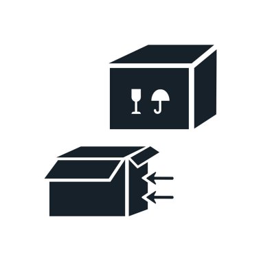 Beyaz arka plan üzerinde paketi işareti izole paket simge vektör