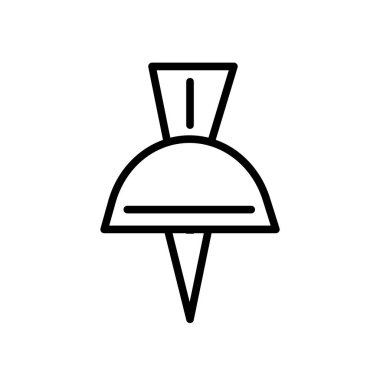 Okul PIN itmek simge vektör izole üzerinde beyaz arka plan, okul Pin itin şeffaf işareti, doğrusal sembolü ve kontur tasarım öğeleri anahat tarzı