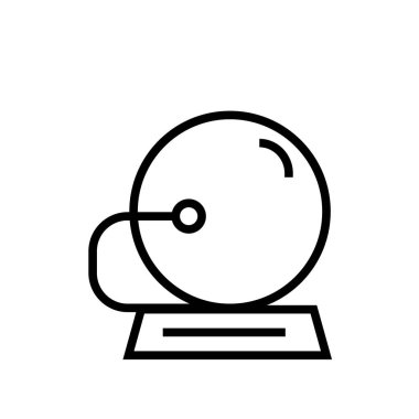 Okul zil simgesini vektör izole üzerinde beyaz arka plan, okul zili şeffaf işareti, doğrusal sembolü ve kontur tasarım öğeleri anahat tarzı