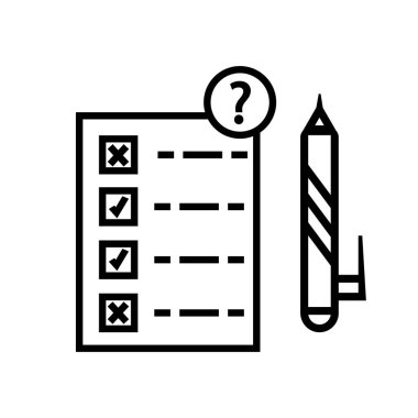 Test test simge vektör izole üzerinde beyaz arka plan, şeffaf işareti Test Quiz, doğrusal sembolü ve kontur tasarım öğeleri anahat tarzı