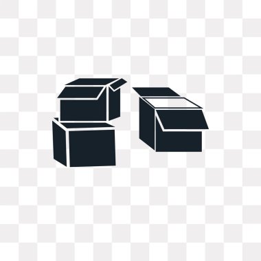 Saydam arka plan üzerinde kutuları logo kavramı izole kutuları vektör simgesi