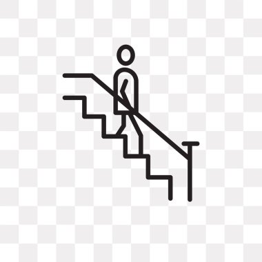 Saydam arka plan üzerinde merdiven logo kavramı izole merdiven vektör simgesi