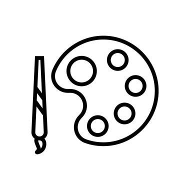 Sanatçı renk paleti simgesi üzerinde izole beyaz arka plan, sanatçı renk paleti şeffaf işareti, doğrusal sembolü ve kontur tasarım öğeleri anahat tarzı vektör