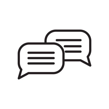 Beyaz arka plan, sohbet şeffaf işareti, doğrusal sembolü ve kontur tasarım öğeleri anahat tarzı izole sohbet simge vektör