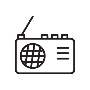 Radyo simge vektör izole üzerinde beyaz arka plan, radyo şeffaf işareti, doğrusal sembolü ve kontur tasarım öğeleri anahat tarzı