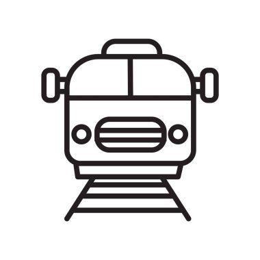 Tren simge vektör izole üzerinde beyaz arka plan, tren şeffaf işareti, doğrusal sembolü ve kontur tasarım öğeleri anahat tarzı