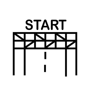 Beyaz arka plan üzerinde izole satır simge vektör başlatma, başlangıç