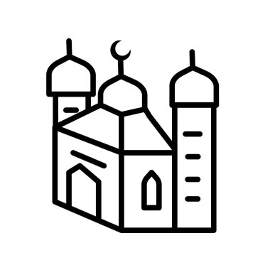 Beyaz arka plan üzerinde cami şeffaf işareti izole Camii simge vektör