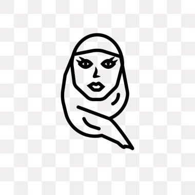 Kadın türban vektör simgesi olan şeffaf arka plan üzerinde kadın türban logo kavramı ile izole