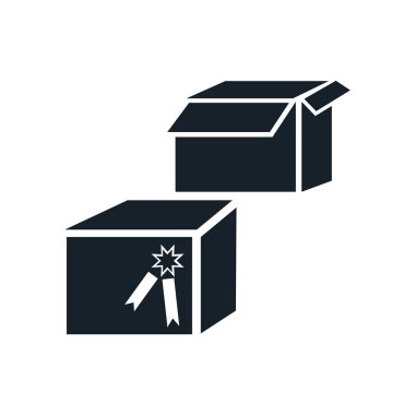 Beyaz arka plan üzerinde paketi işareti izole paket simge vektör