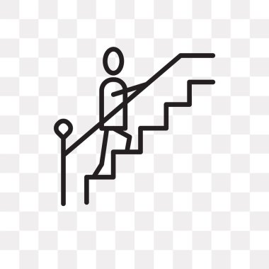 Saydam arka plan üzerinde merdiven logo kavramı izole merdiven vektör simgesi