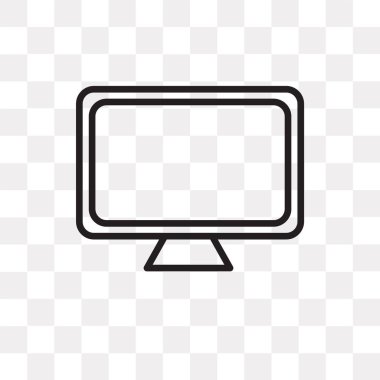 Saydam arka plan üzerinde monitör logo tasarımı izole monitör vektör simgesi