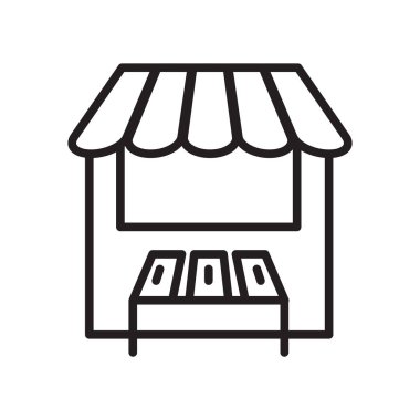 Simge vektör izole beyaz arka plan, mağaza üye, lin depolamak