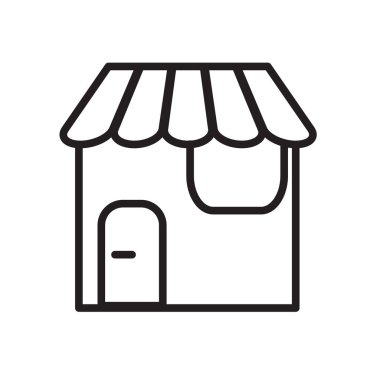 Simge vektör izole beyaz arka plan, mağaza üye, lin depolamak