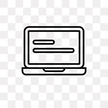 Dizüstü bilgisayar ön monitör vektör simgesi üzerinde şeffaf backg izole