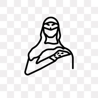 Saydam arka plan üzerinde Arap kadın logo kavramı izole Arap kadın vektör simgesi