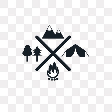 Saydam arka plan üzerinde izole kamp vektör simge Camping 