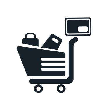 Beyaz arka plan üzerinde izole sepeti simge vektör alışveriş, alışveriş