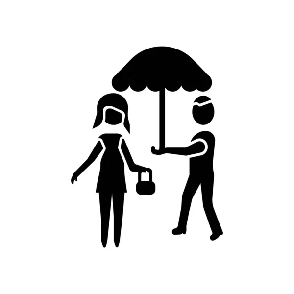 Personer Paraplyikon Vektor Isolert Hvit Bakgrunn Personer Med Oversiktlig Paraplyskilt – stockvektor