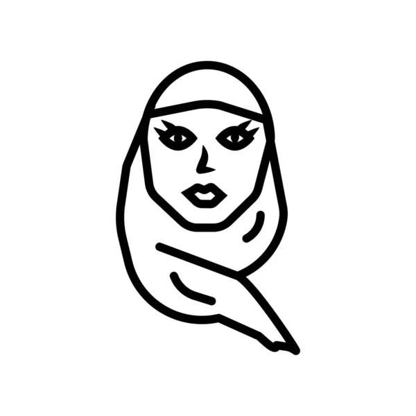 Femme Avec Vecteur Icône Hijab Isolé Sur Fond Blanc Femme — Image vectorielle