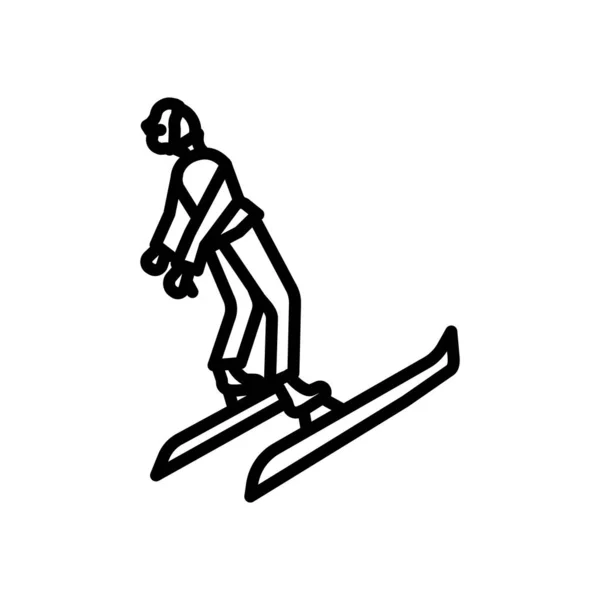 スキーのアイコン ベクトルの分離の白い背景 スキー透明な記号 線形シンボルと輪郭のスタイルでストローク設計要素 — ストックベクタ