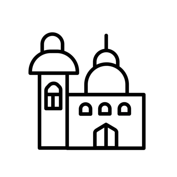 白い背景に モスクの透明な記号に分離されたモスク アイコン ベクトル — ストックベクタ