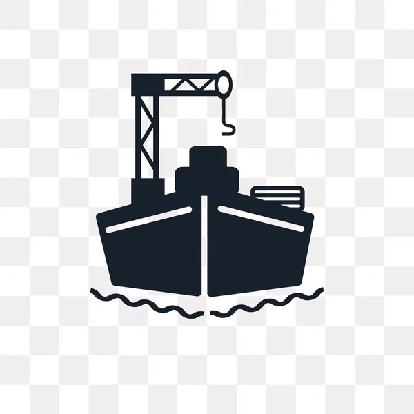 Cargo Hajó Vektor Ikon Elszigetelt Átlátszó Háttér Teherszállító Hajó Embléma — Stock Vector