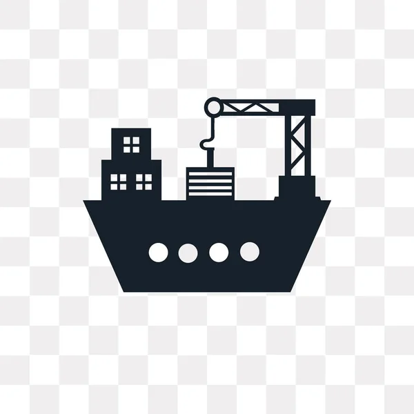 货船矢量图标隔离在透明背景下 货船徽标概念 — 图库矢量图片
