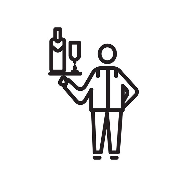 Вектор значка официанта изолирован на белом фоне, знак официанта, л
