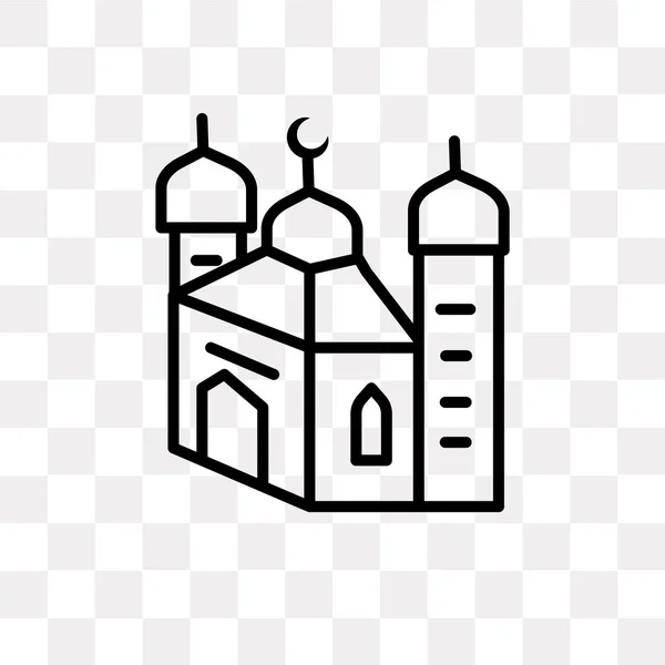 Moskee Vector Pictogram Geïsoleerd Transparante Achtergrond Moskee Logo Concept — Stockvector
