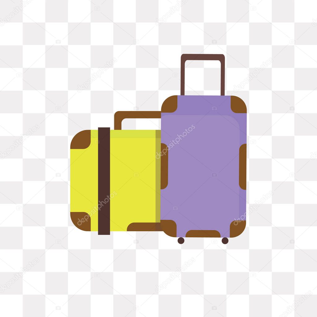 Suitcases vector icon isolated on transparent background, Suitcases logo concept