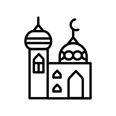 Beyaz arka plan üzerinde cami şeffaf işareti izole Camii simge vektör