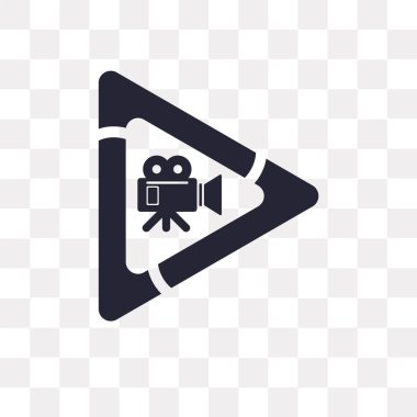 Saydam arka plan üzerinde Video oyuncu logo kavramı izole video oynatıcı vektör simgesi