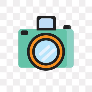 Saydam arka plan üzerinde kamera logo kavramı izole kamera vektör simgesi