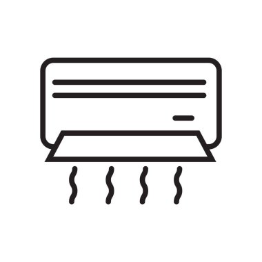 Beyaz arka plan, Klima şeffaf işareti, doğrusal sembolü ve kontur tasarım öğeleri anahat tarzı izole Klima simge vektör